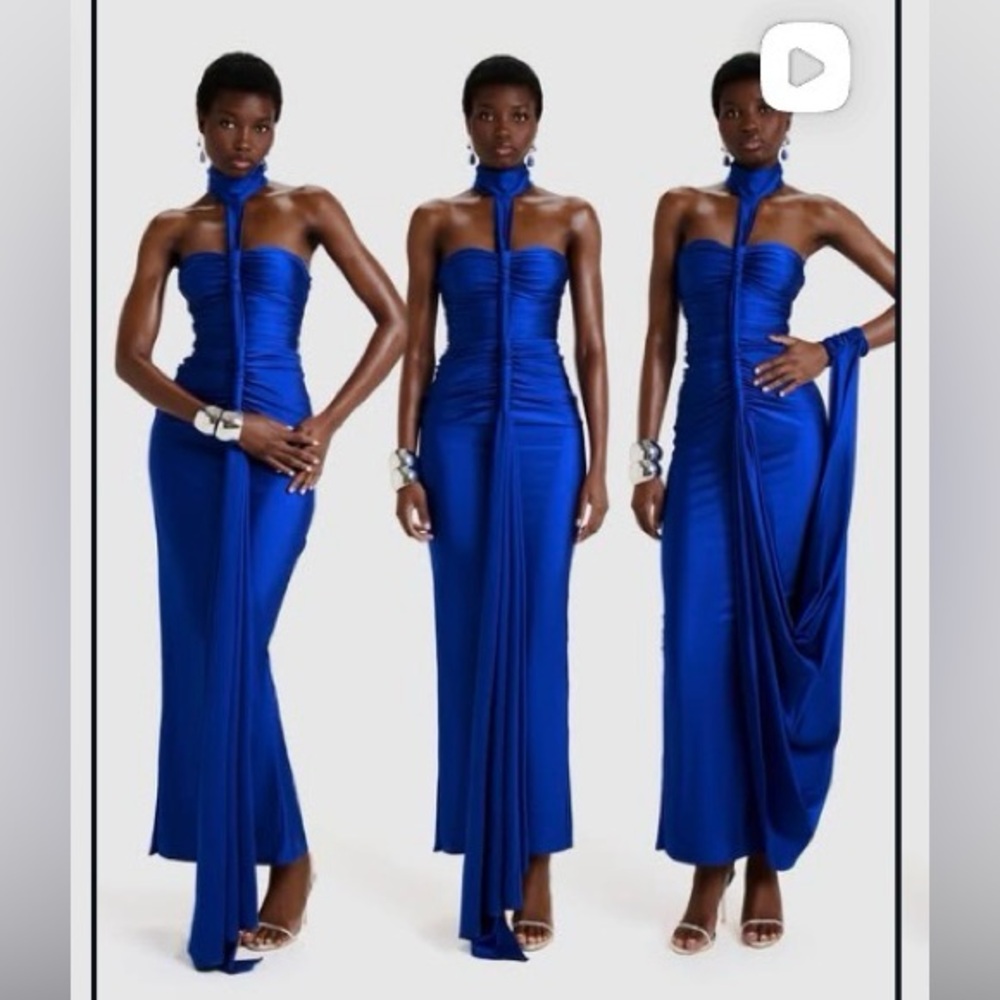 BBXBrand Kesh Elegant Strapless high neck Blue Dress